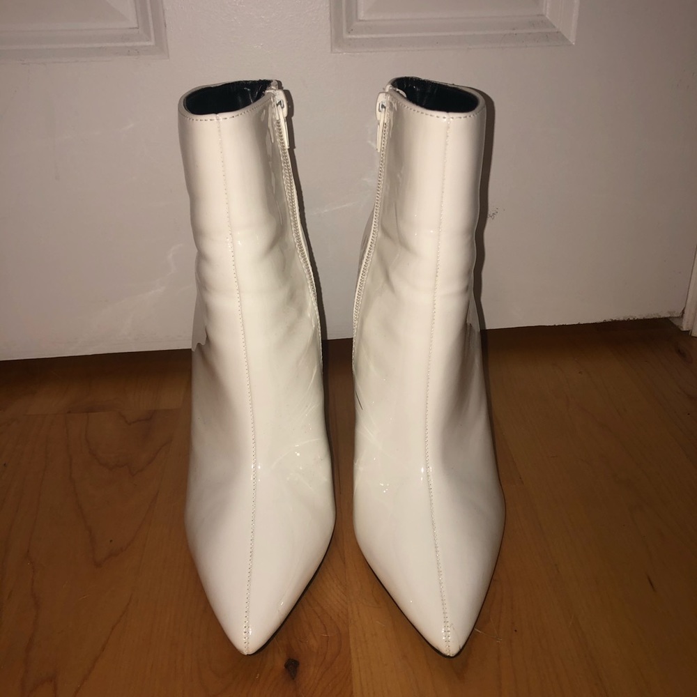 White heel booties